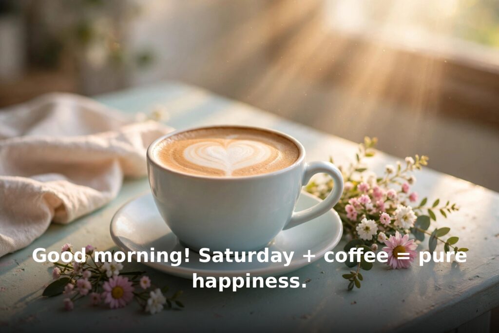 Cute Saturday blessings – coffee cup with heart latte art