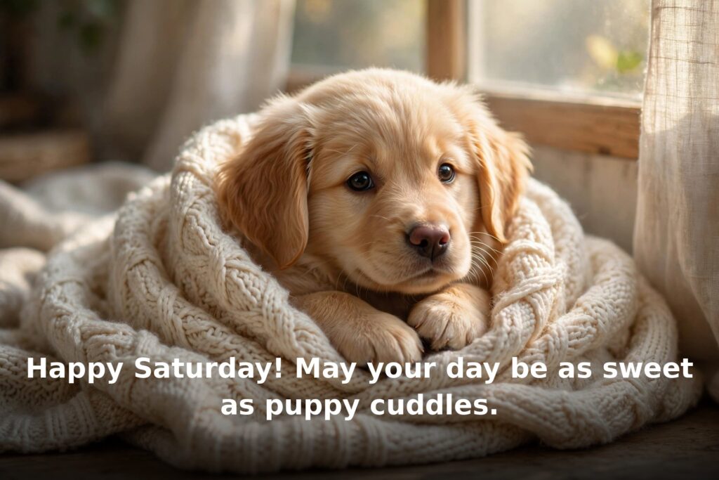 Cute Saturday blessings – puppy wrapped in a cozy blanket
