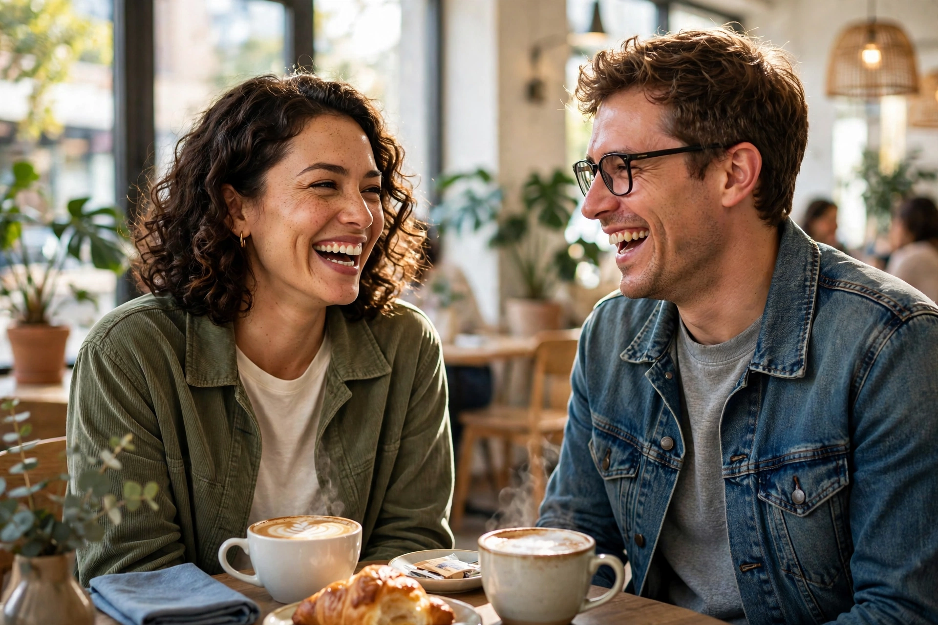 True friends laughing together over coffee