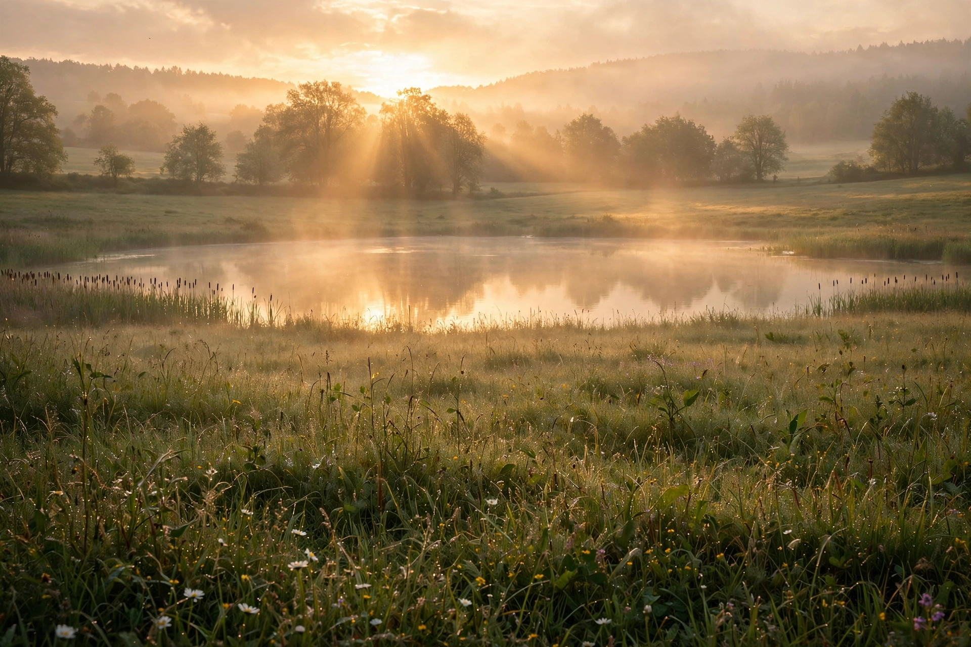 Blessed Thursday sunrise over a peaceful meadow