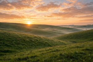 Monday prayer images – golden sunrise over hills, new week blessing
