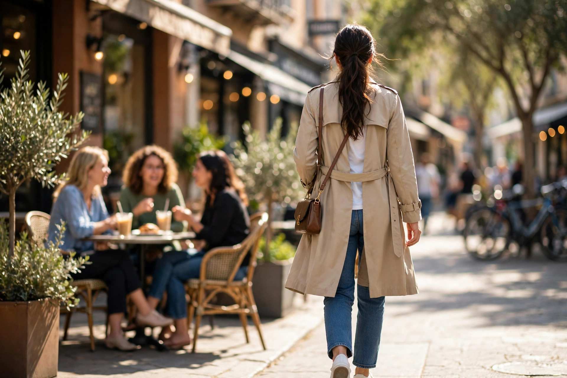 Talking back quotes for haters image of a woman walking away confidently from a gossiping group