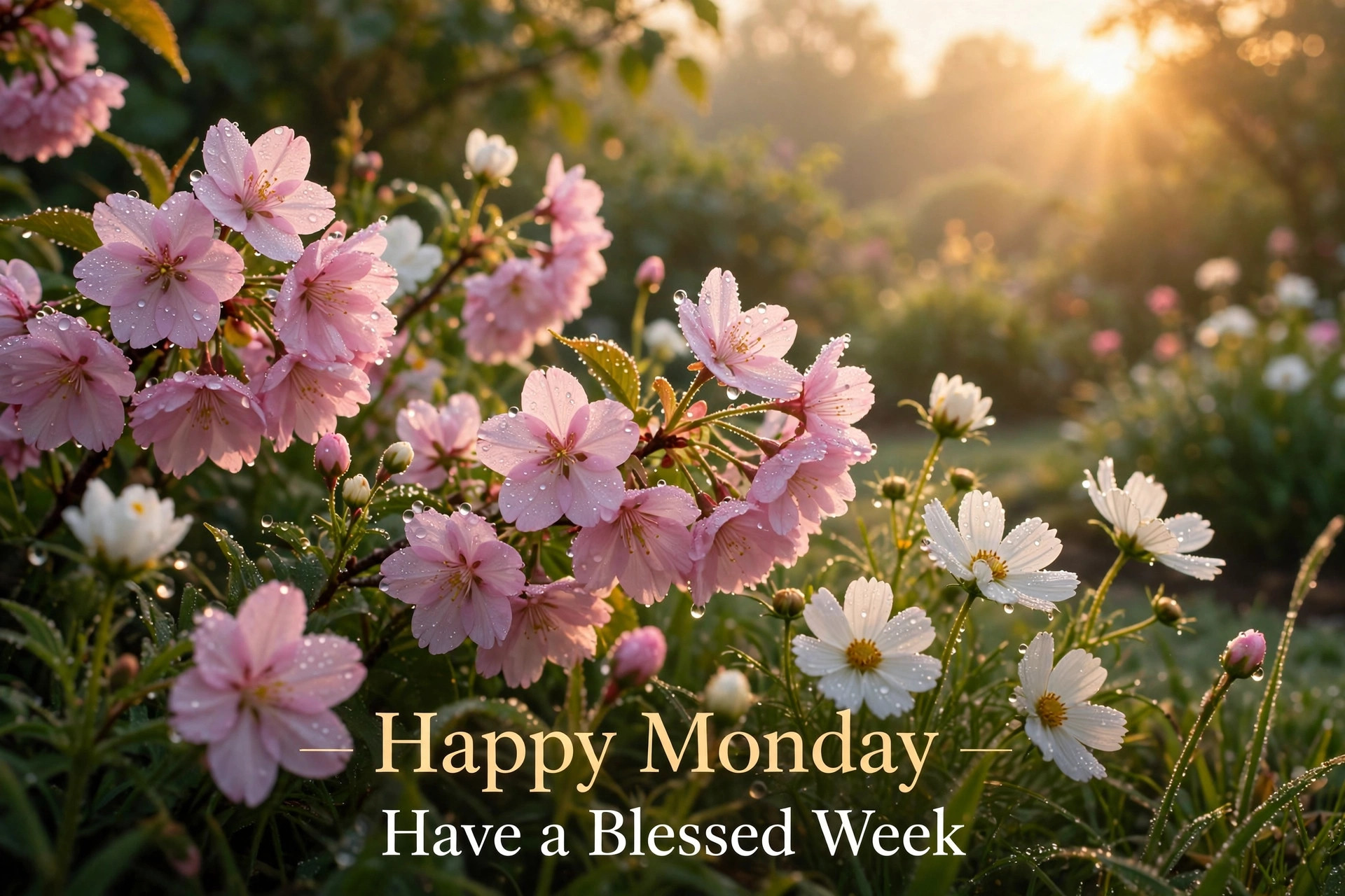 Happy Monday - have a blessed week flowers at sunrise