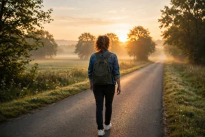 A confident person walking away at sunrise, an i am so done quotes featured image about choosing peace and freedom