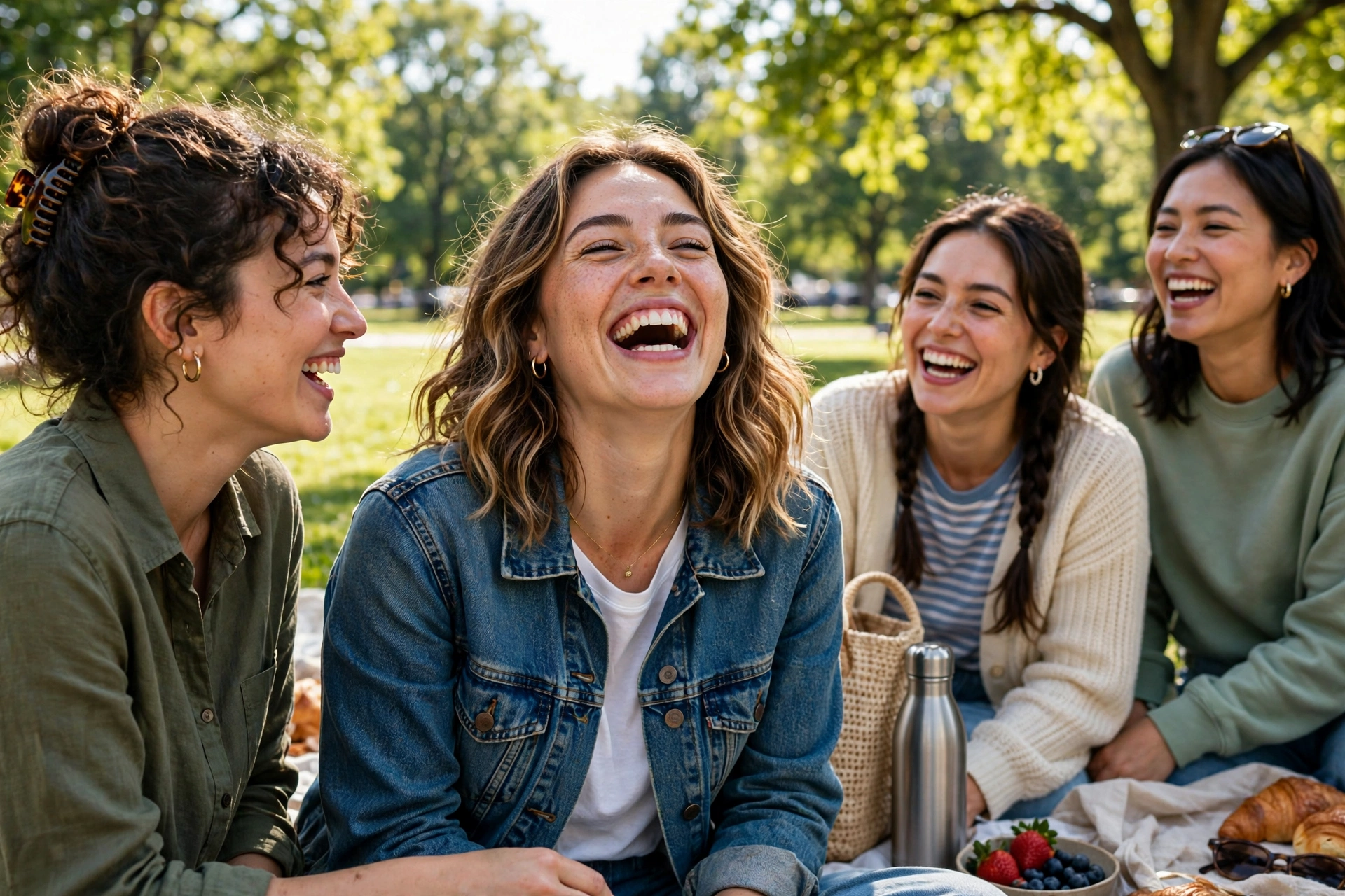 A woman laughing freely with friends, a funny once im done quotes image