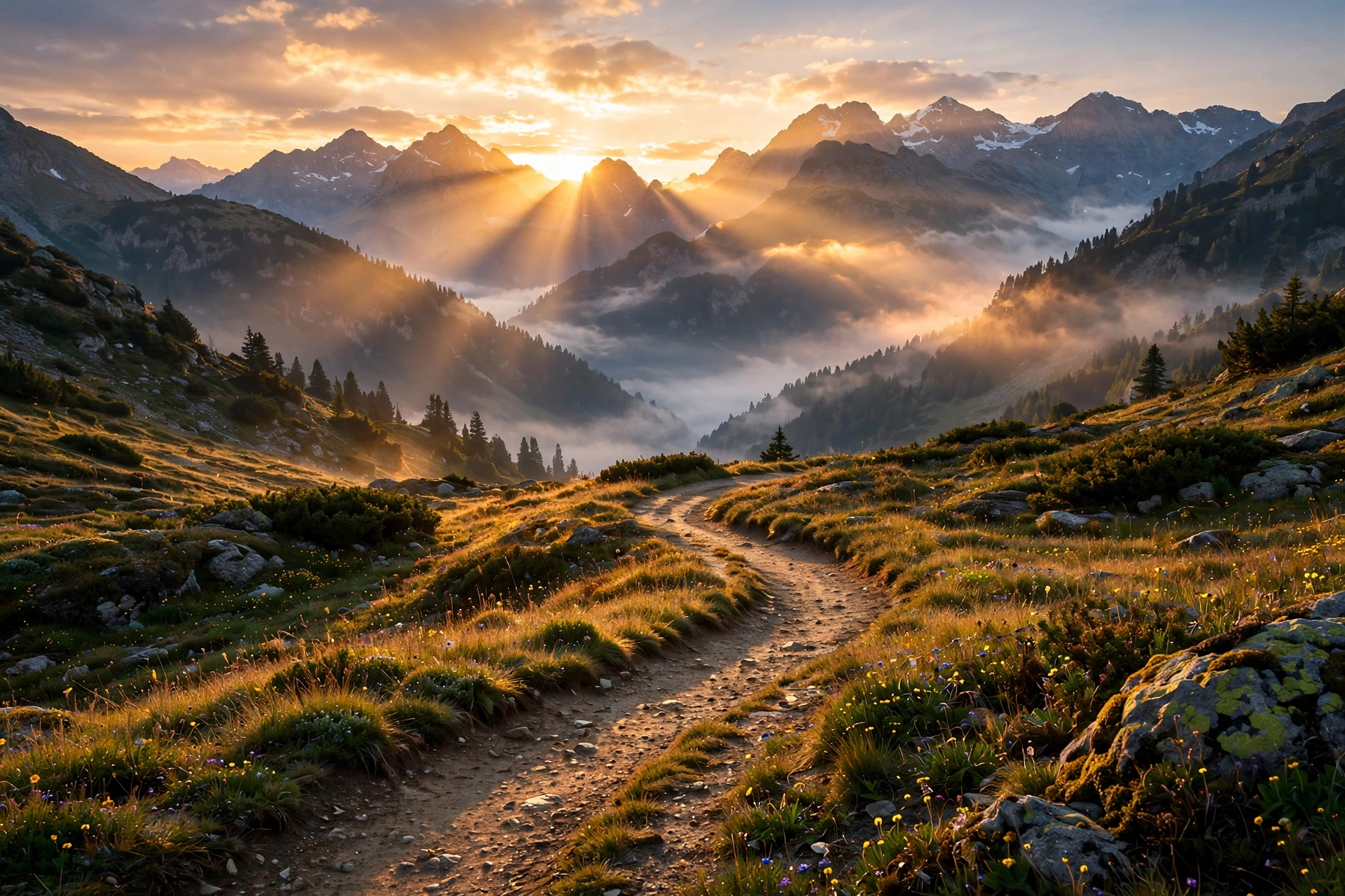 A sunrise path through mountains, an inspirational once im done quotes image