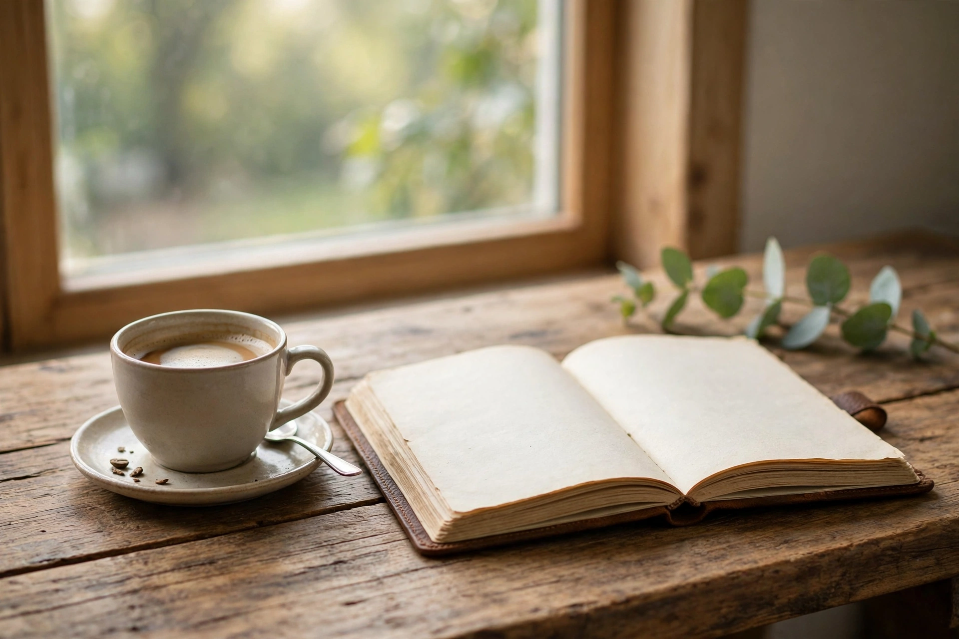 A quiet morning coffee and journal on a desk, a short once im done quotes image