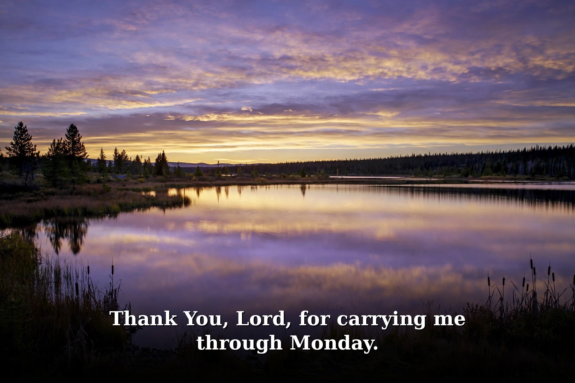 Monday night prayer image – calm lake at twilight