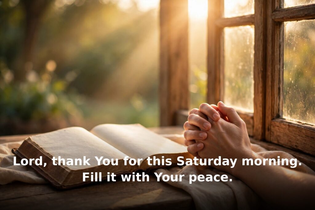 Saturday morning prayer blessings – open Bible by a sunlit window