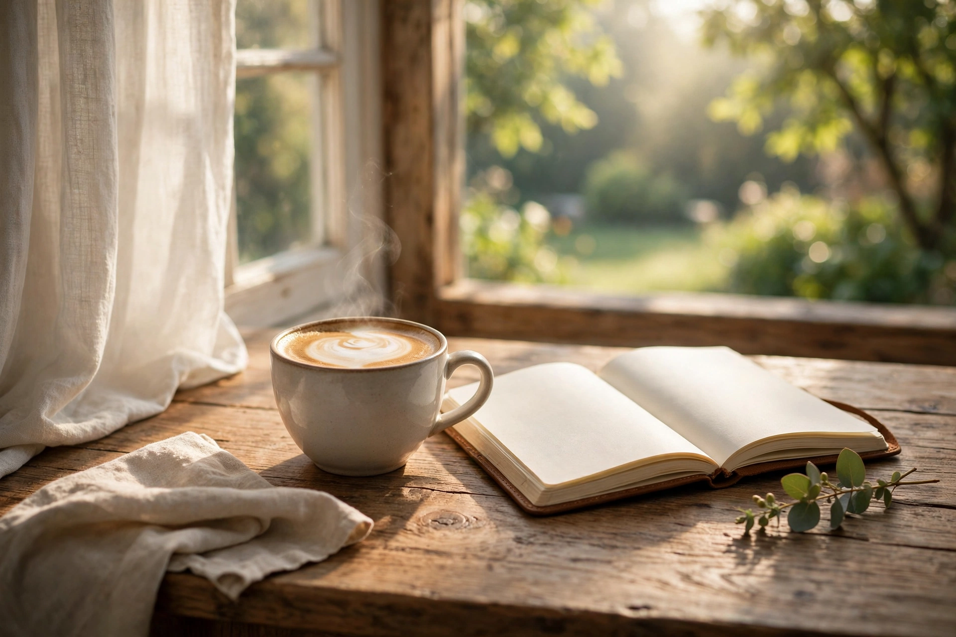 Coffee and journal on a sunny morning table for short jealousy quotes