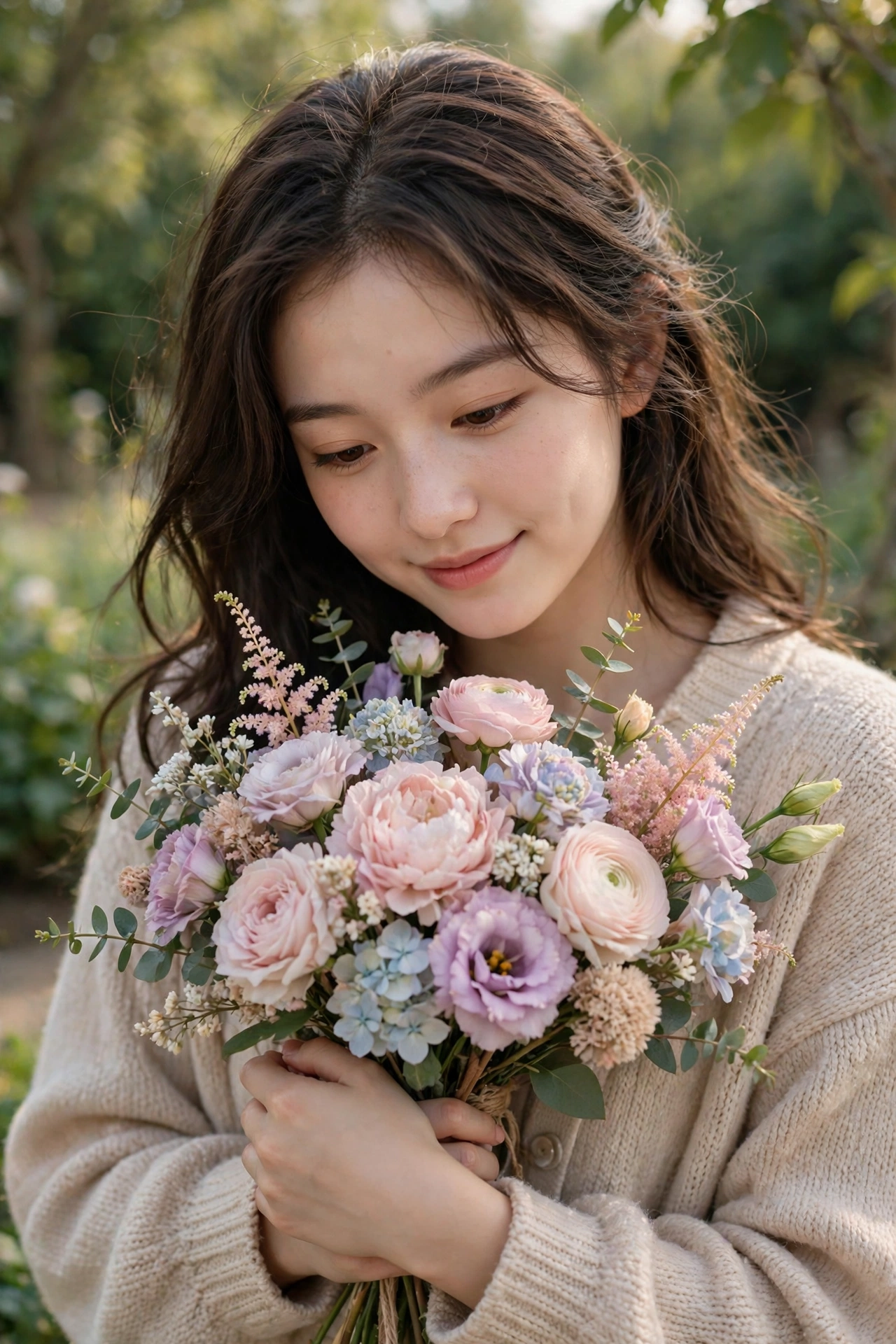 Cute girl holding a bouquet of flowers – sweet quotes cute girl