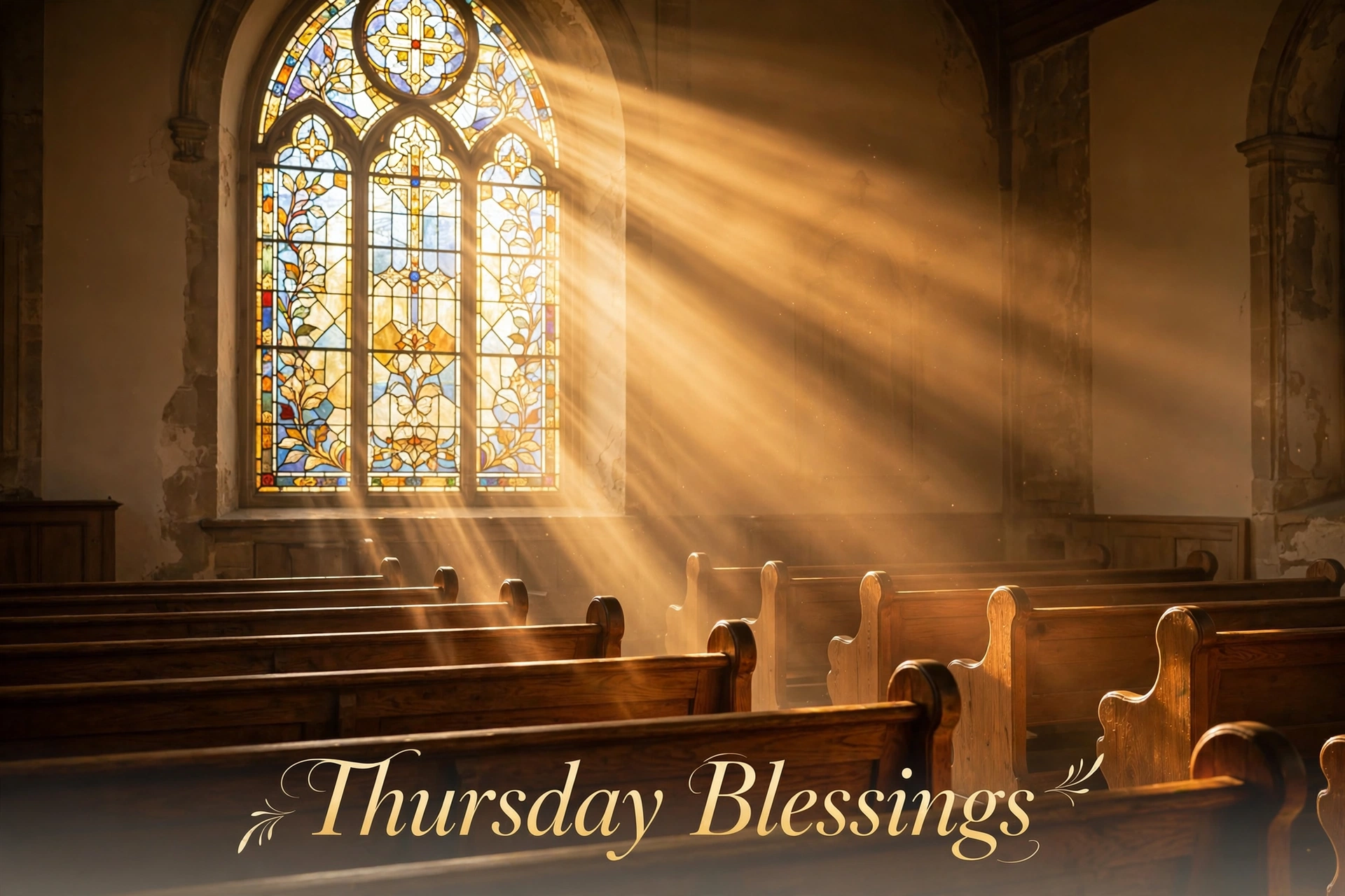 Thursday blessings images for work: sunlight streaming through a church window